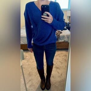Elegant Blue V-Neck Sweater